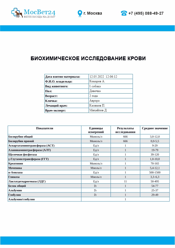 Анализы для кошек